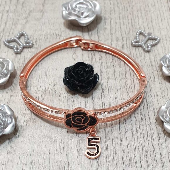 Camellia Flower Bracelet Rose Gold Cuff Bangle Charm Women Jewelry Accessory - Picture 1 of 4